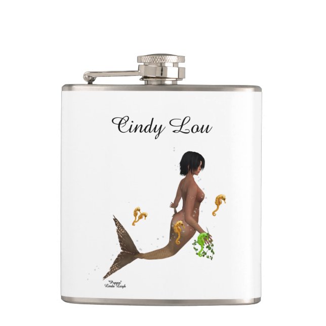 Cute Mermaid With Seahorses Drink Flask (Front)