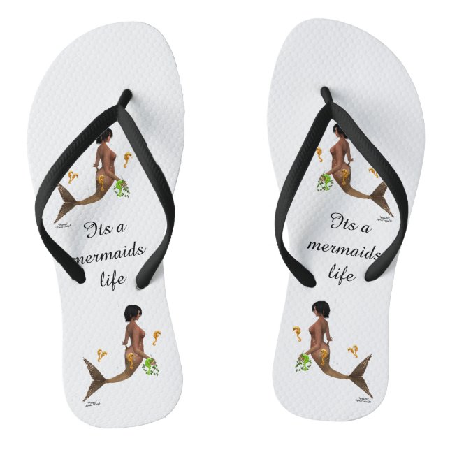 Cute Mermaid With Seahorses Women's Flip Flops (Footbed)