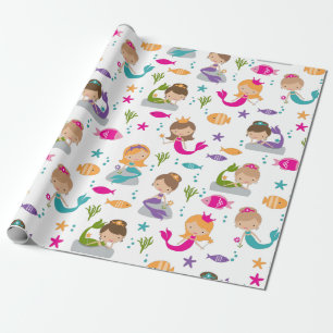 Cute Mermaids and Fish Under the Sea Wrapping Paper