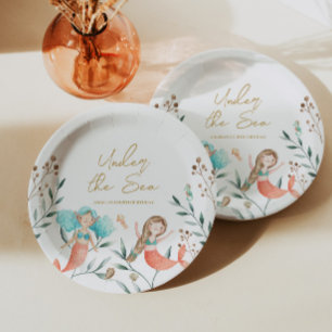 Cute Mermaids Birthday Paper Plate