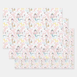 Cute Mermaids Craft Decoupage Scrapbook And Gift Wrapping Paper Sheet