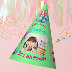 Cute Mermaids Under the Sea Photo Kids Birthday Party Hat