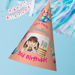Cute Mermaids Under the Sea Photo Kids Birthday Party Hat