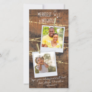 Cute Merriest & Brightest Holiday 2-Photo Card