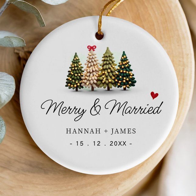 Cute merry and married christmas trees one photo ceramic tree decoration (Creator Uploaded)