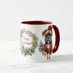 Cute Merry Boxer Dog Christmas Mug