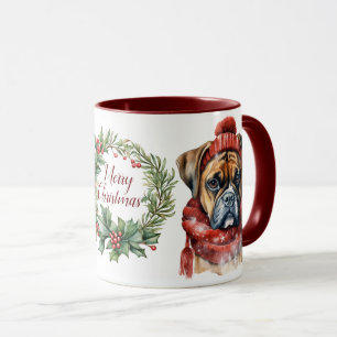 Cute Merry Boxer Dog Christmas Mug