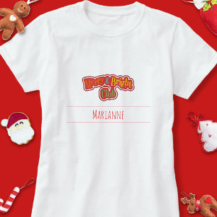 Cute Merry & Bright Club Family Christmas Pyjamas T-Shirt