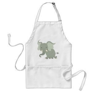 Cute Merry Cartoon Elephant Apron