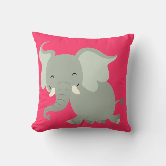 Cute Merry Cartoon Elephant Pillow (Front)