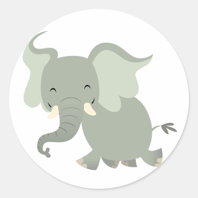 Cute Merry Cartoon Elephant Sticker (Front)