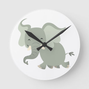 Cute Merry Cartoon Elephant Wall Clock