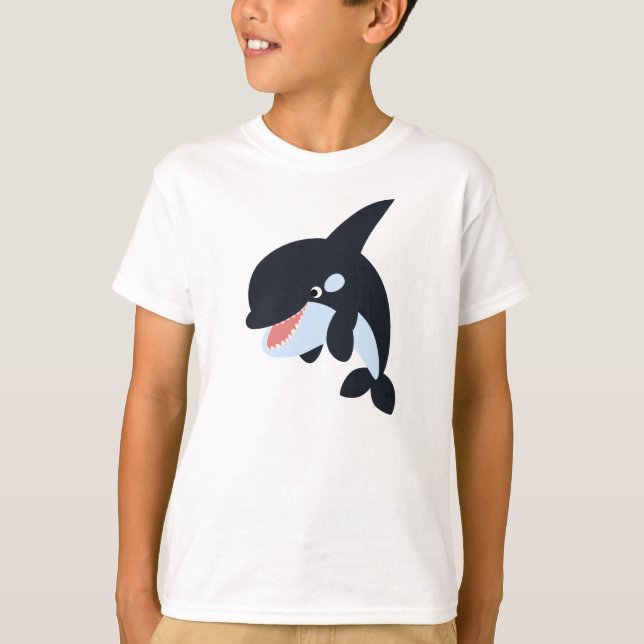 Cute Merry Cartoon Killer Whale Children T-Shirt (Front)