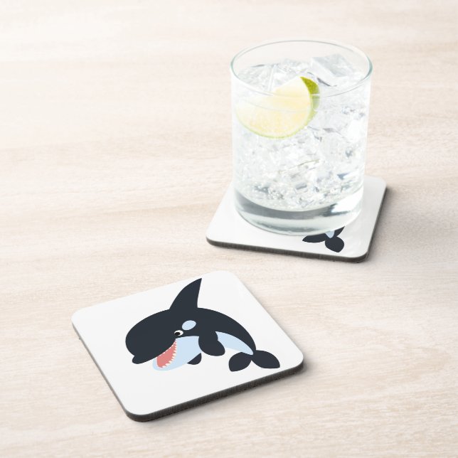 Cute Merry Cartoon Killer Whale Coasters Set (Right Side)