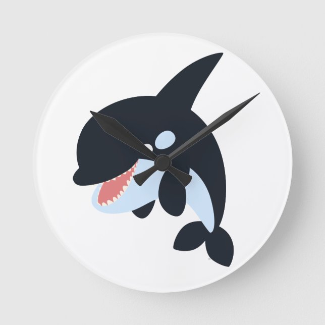 Cute Merry Cartoon Killer Whale Wall Clock (Front)