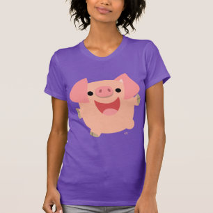 Cute Merry Cartoon Pig Women T-Shirt