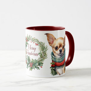 Cute Merry Chihuahua Dog Christmas Mug