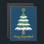 Cute Merry Chrismukkah Tree Magnet Cards<br><div class="desc">This cute Merry Chrismukkah magnetic card features a green Christmas tree decorated with blue dreidel ornaments and a gold Jewish Star of David at the top for Hanukkah to combine the 2 holidays for a family that celebrates both. Cool magnets.</div>