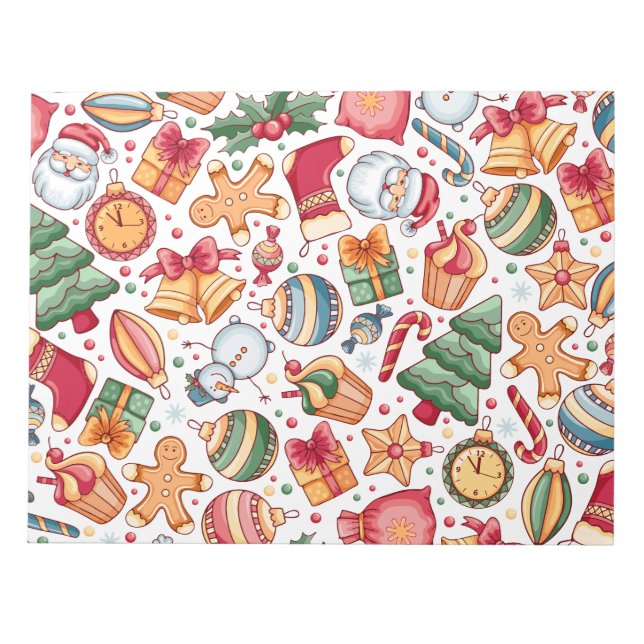  Cute Merry Christmas Aesthetic -Festive Pattern Notepad (Front)