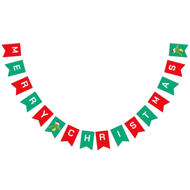 Cute merry Christmas alligator santa Xmas party Bunting (All)