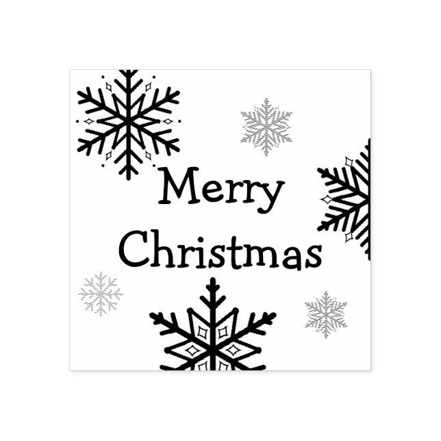 Cute Merry Christmas and Snowflakes Stamp (Imprint)