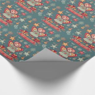 Cute Merry Christmas Angel and presents Wrapping Paper
