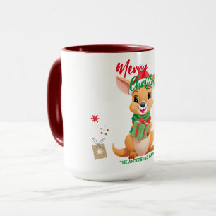 Cute merry christmas Baby Kangaroo Santa Scarf hol Mug