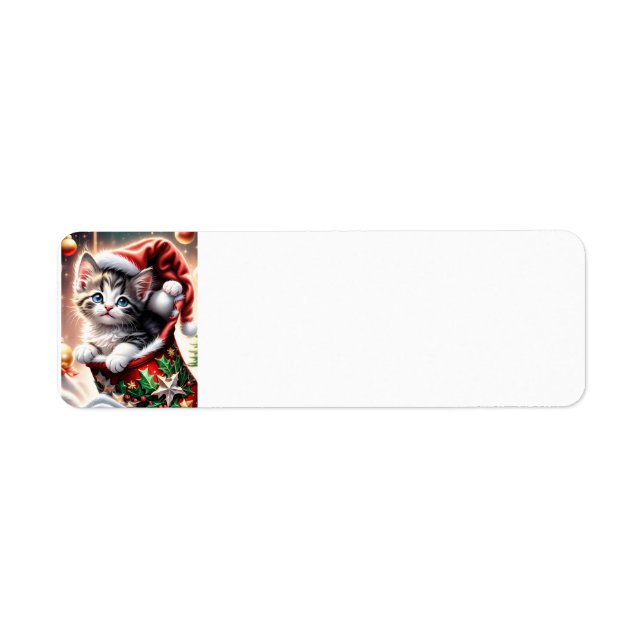 cute Merry Christmas Cat address label (Front)