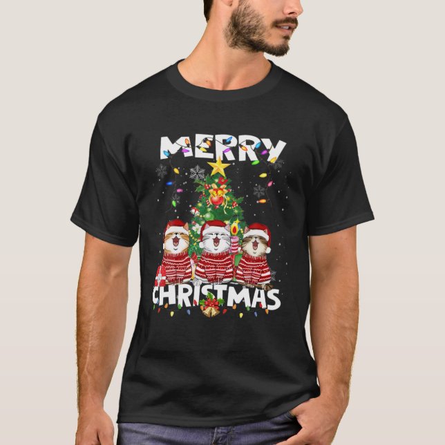 Cute Merry Christmas Cat Catmas Cat Mum Women Chri T-Shirt (Front)