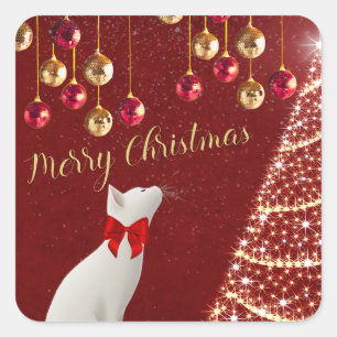 Cute Merry Christmas Cat Stickers