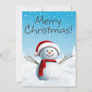 Cute Merry Christmas Cheerful Snowman  Holiday Card