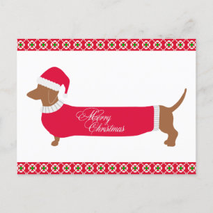 Cute Merry Christmas Dachshund Dog Postcard