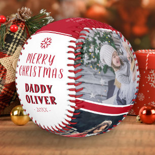Cute Merry Christmas Daddy 3 Photo Collage Baseball