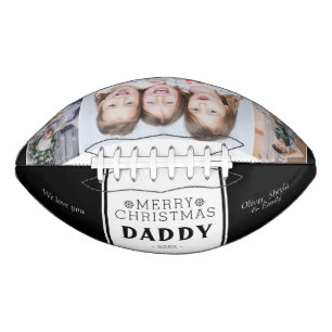 Cute Merry Christmas Daddy Black 3 Photo Collage American Football