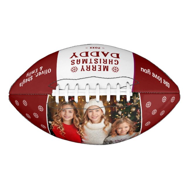 Cute Merry Christmas Daddy Family Photo  American Football (Front)