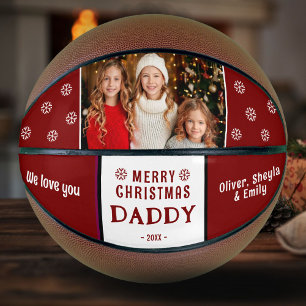Cute Merry Christmas Daddy Family Photo Basketball