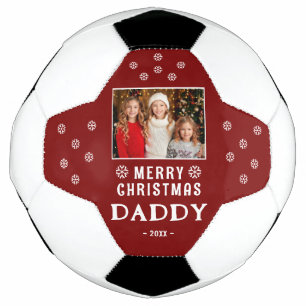Cute Merry Christmas Daddy Snowflakes Photo  Football
