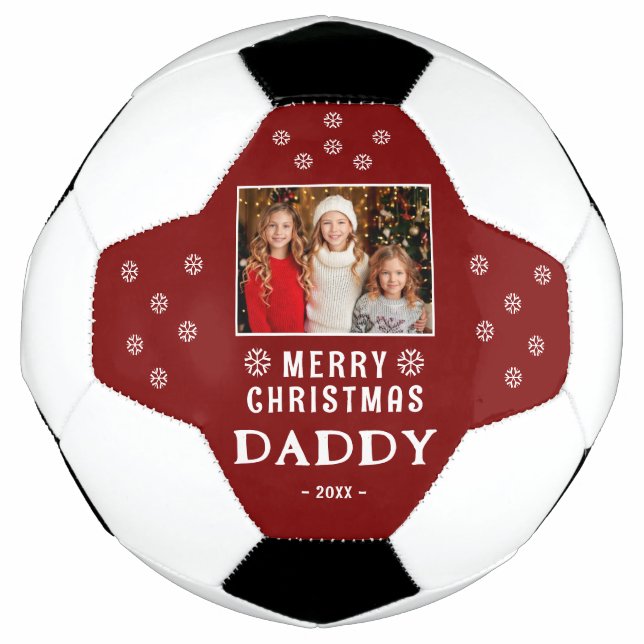 Cute Merry Christmas Daddy Snowflakes Photo  Football (Front)