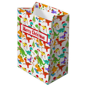 Cute Merry Christmas Dinosaurs Medium Gift Bag