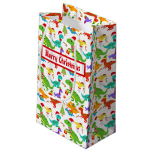 Cute Merry Christmas Dinosaurs Small Gift Bag