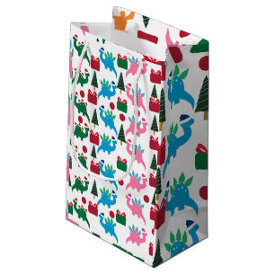 Cute Merry Christmas Dinosaurs Small Gift Bag