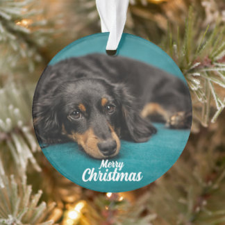 Cute Merry Christmas Dog  ceramic ornament