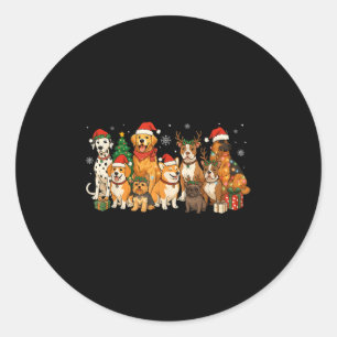 Cute Merry Christmas Dog Mom Dad Puppy Dogs Xmas X Classic Round Sticker