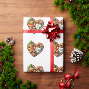 Cute Merry Christmas Doughnut Cookies Heart  Wrapping Paper