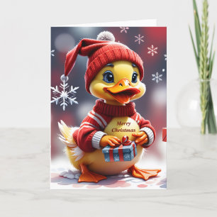 Cute Merry Christmas Duck Holiday Card