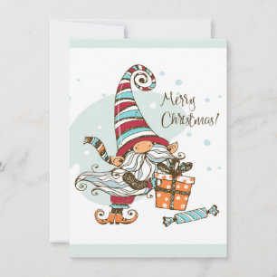 Cute Merry Christmas Elves Gnomes Watercolor Fun   Card