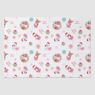 Cute Merry Christmas Flamingo Snowflake Tissue Paper