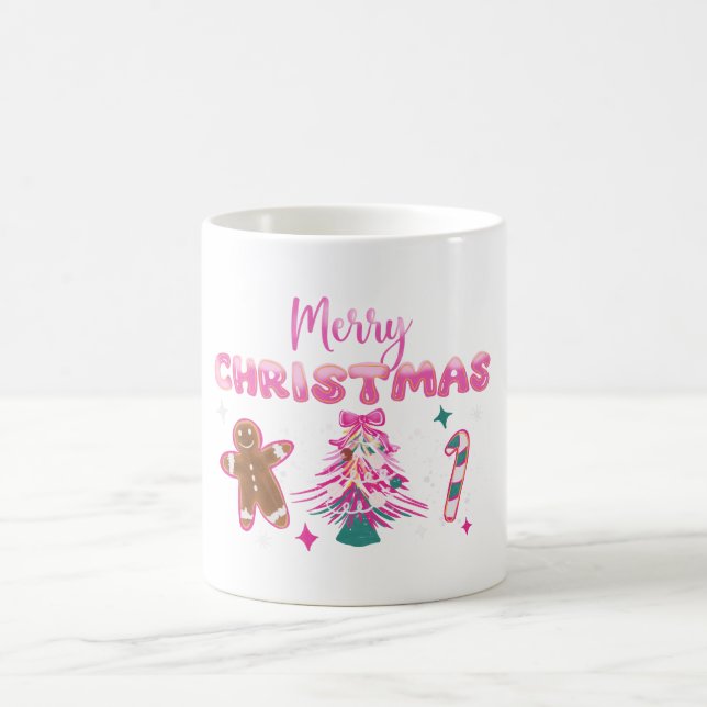 Cute Merry Christmas Gingerbread and Candy Design Coffee Mug (Center)
