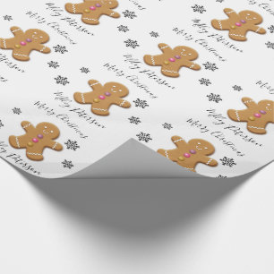 Cute Merry Christmas gingerbread man personalised Wrapping Paper