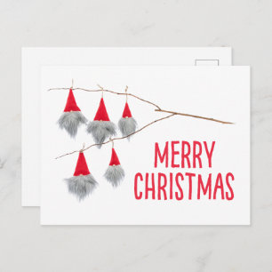 Cute Merry Christmas gnome red hat postcard